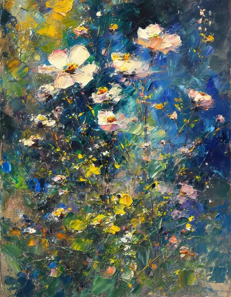 Textured Floral Painting Wallpaper