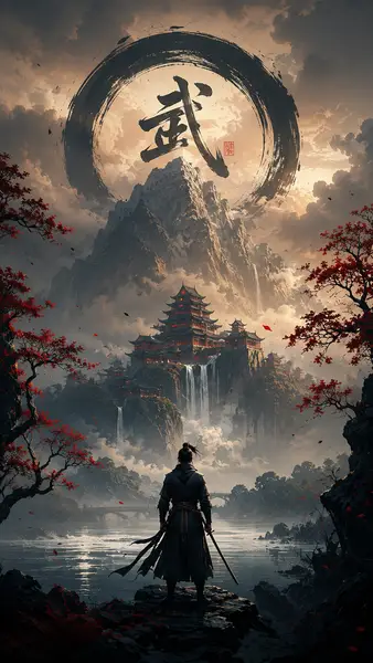 Japanese Warrior Enso Mountain Wallpaper