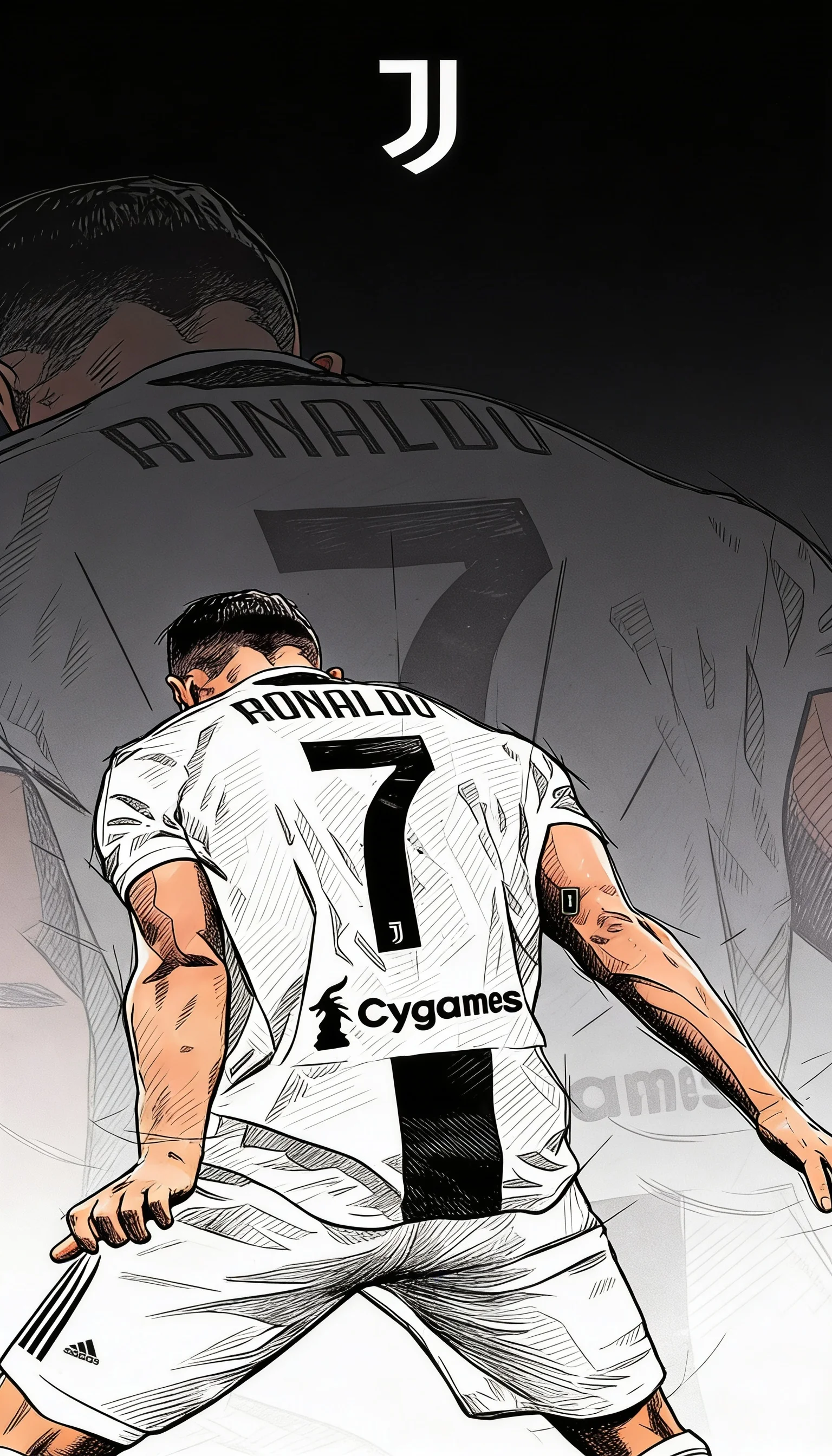 Cristiano Ronaldo Juventus Sketch Art Wallpaper