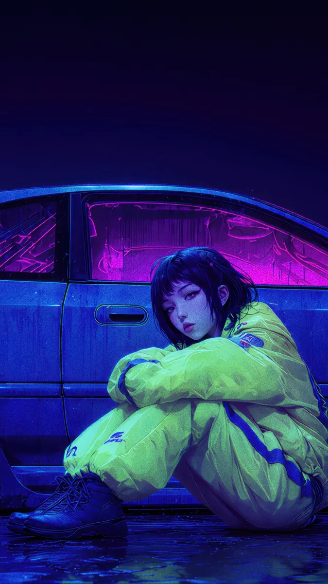 Neon Cyberpunk Girl Wallpaper