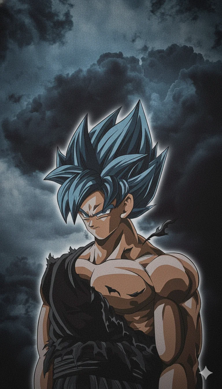Goku Super Saiyan Blue Dark Clouds Wallpaper